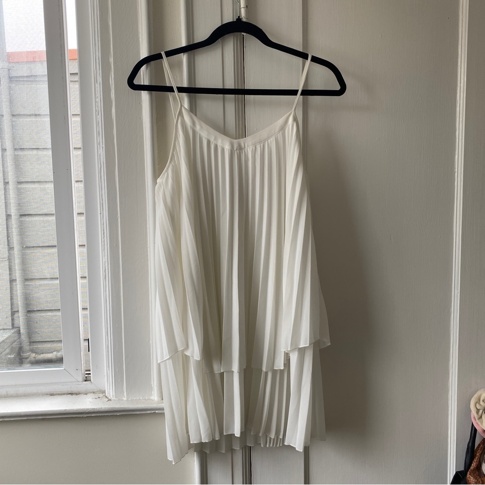 Zara white pleated tank dress